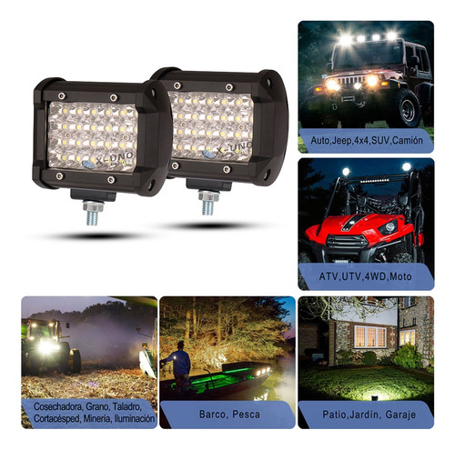 Par Faros 4''led Auxiliares 60w Triple-fila Jeep Rzr Suv 4x4 Foto 6