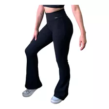 Calça Flare Malha Canelada 3d Cintura Alta