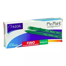 Bolígrafo Azor Pinpoint Verde Punto Aguja 0.7mm 12pzs