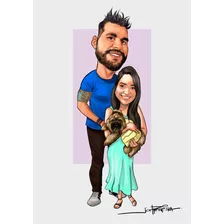 Caricatura Casal Arte Digital Pelo Artista- Joel Pereira