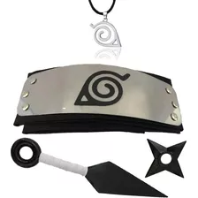 Kit Naruto Bandana Aldeia Da Folha, Kunai, Shuriken + Colar