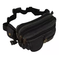 Pochete Masculina Bolsa Tiracolo Lona Grande Reforçada Cor Preto