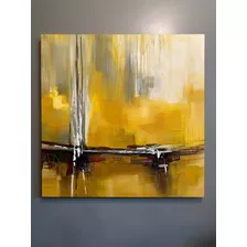 Cuadro Pintura Amarilla 1.20 X 1.20 Abstracto