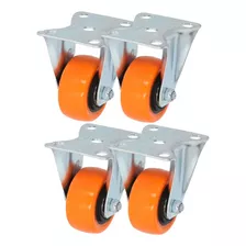 Kit De 4 Ruedas De Pvc Naranja Fijas 2puLG