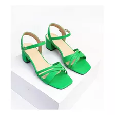 Sandalias Altas Tacon Cuadrado Zapatilla Mujer