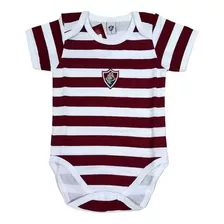 Body Fluminense Recem Nascido Oficial Listrado Escudo Bordad