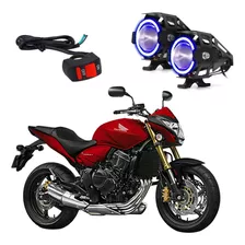 Kit Farol De Milha Moto Honda Cb 650f Angel Eye Azul U7 2019