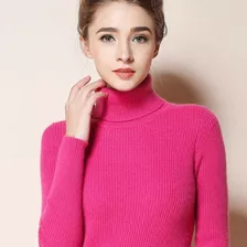 Sweater Beatle De Lanilla Cuello Alto Doble De Mujer