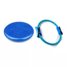 Kit Disco De Equilíbrio Fisioterapia E Arco Anel De Pilates Cor Azul