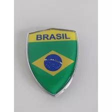 Escudo Emblema Brasil Resinado Com Moldura Cromada