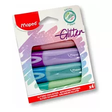 Resaltador Marcador Maped Glitter Pastel Pack X 4 Colores