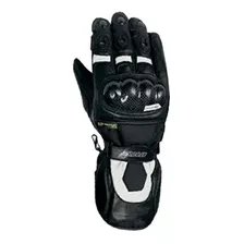 Guantes Moto Atrox Ce4312al Largo Cuero Negro Blanco