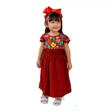 Vestido De Niña Bordado. Artesanal Yucateco. Cristi. Mayakim