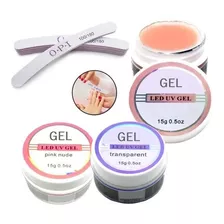 Kit 3 Gel Alongamento Unha Profissional Led Uv 15g Pro