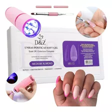 Kit 500 Unhas Soft Gel Realista +lanterna Uv Led + Pincel 