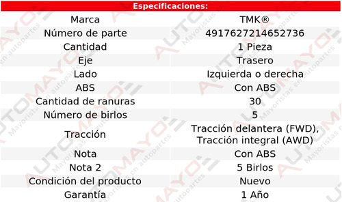 1 - Maza Tras Izq/der Tmk Torrent V6 3.4l 06-09 Foto 2