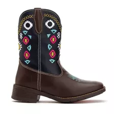 Bota Country Texana Infantil Bico Redondo Em Couro Promoção