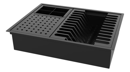 Escorredor De Embutir / Sobrepor Calha Inox Preta 43x33cm Preto