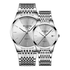 Reloj De Pareja Metálico Moda Hombre Y Mujer Regalo 2 Piezas