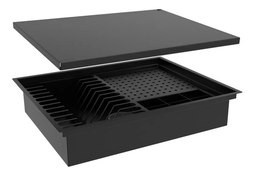 Escorredor De Louça Embutido Hz Inox Preto Aço 50x40cm Com Tampa