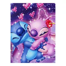 Pintura Com Diamante Strass Redondo 5d 40x30 Disney Stitch