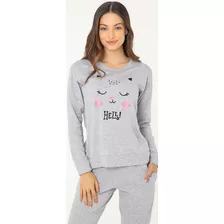 Pijama Invierno Gatito Mujer Florcitas 23100