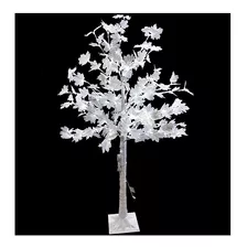 Arbol De Hojas Blancas Con Luces Led - Decoracion Navidad