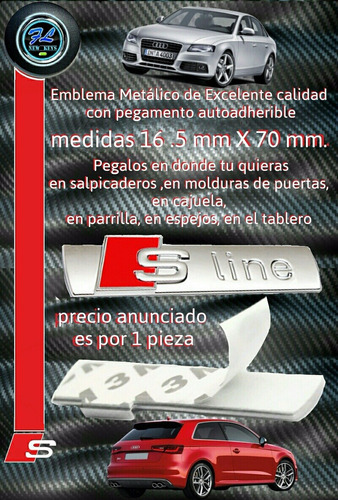 Par De Emblemas Audi Sline Metal Autoadherible Plata Matte  Foto 3