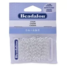 Artística Alambre Beadalon Cadena 3.4mm Alargado Plateado, 2