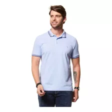 Camisa Polo Masculina Friso Rajado Azul Claro Reserva