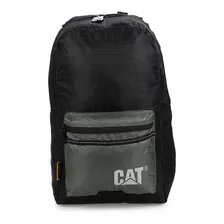 Mochila Caterpillar Cat Impermeable 84313-528 Color Negro Con Verde Diseño De La Tela Liso Con Logo De La Marca