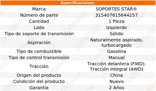 1) Soporte Transmisin Izquierdo 850 5 Cil 2.4l Turbo 96/97 Foto 2