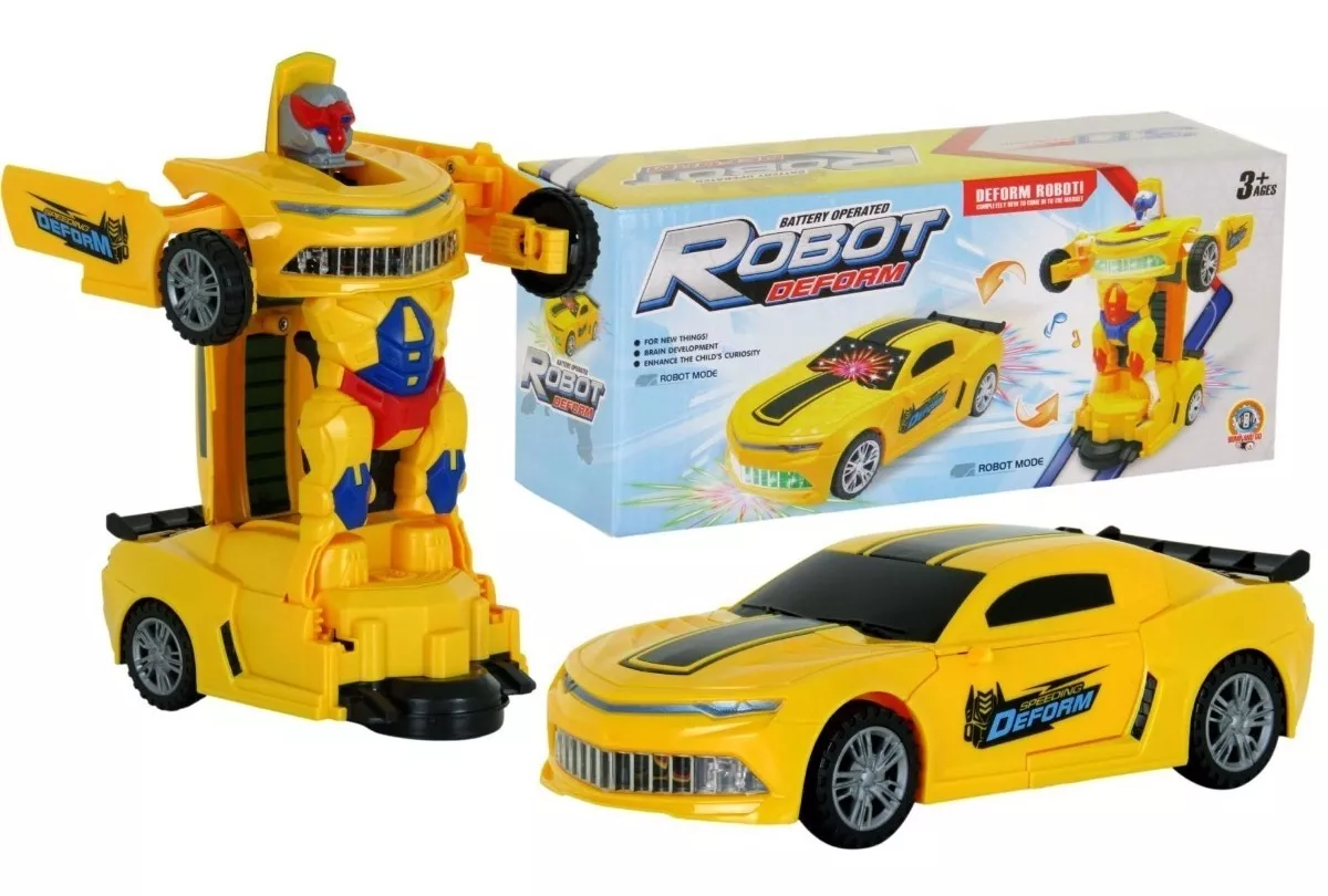 Brinquedo Infantil Carro Camaro Robô Transformers Luz E Som