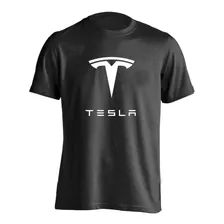 Playera Camiseta Algodon Tendencia Logo Tradicional Tesla 