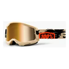 Goggles Motocross 100% Strata 2 Kombat Mica Dorada Color De La Lente Dorado Color Del Armazón Beige