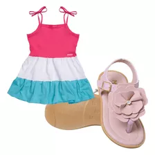 Sandalia Infantil Menina Conjunto Vestido Festa Escolar