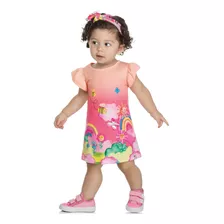 Vestido Bebê Com Faixa De Cabelo Arco Íris Elian