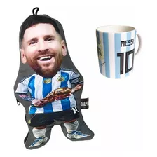  Mug Messi + Cojin Mini 27cm Regalo - Detalle Para Hombre