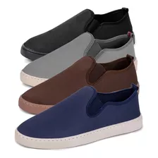 Kit 4 Tênis Masculino Slip On Confortável Canvas