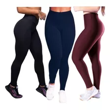 Kit 3 Legging Suplex Feminina Moda Fitness Academia Promoção