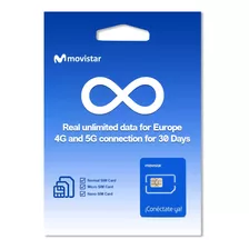 Chip 5g Europa +30 Países - Ilimitado - 30 Dias - Movistar