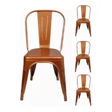 Kit 4 Cadeiras Design Tolix Iron Industrial Diversas Cores Cor Da Estrutura Da Cadeira Cobre