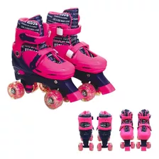 Patins Good Feeling Rosa Com Luz Ajustável 35 A 38 Unik Toys