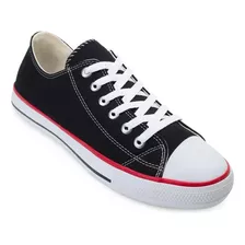 Tênis Casual Randall Star Adulto Lona Preto Vermelho Branco