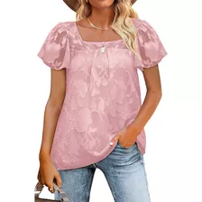 Mulheres Camiseta Floral Texturizado Quadrado Pescoço Blusas