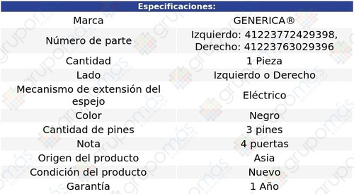 Espejo Der O Izq Elctrico 3 Pines Uplander 05 Al 09 Foto 2