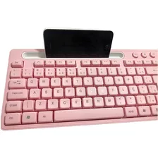 Teclado Rosa Multimídia Com Suporte Para Celular Usb Pink 