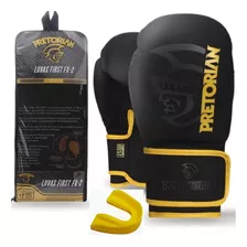 Luva Boxe Muay Thai First Fx2 Pretorian Preto Amarelo +bolsa