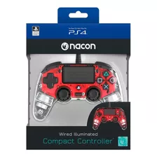 Controle Nacon Wired Iluminated Com Fio - Vermelho -ps4 E Pc