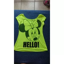 T Shirt Camiseta Da Minnie Fluorescente Amarelo 